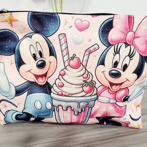 Disney's Mickey & Minnie Mouse Cosmetic Makeup Bag Zipper Multi-Use Pouch - Picture 4 of 4
